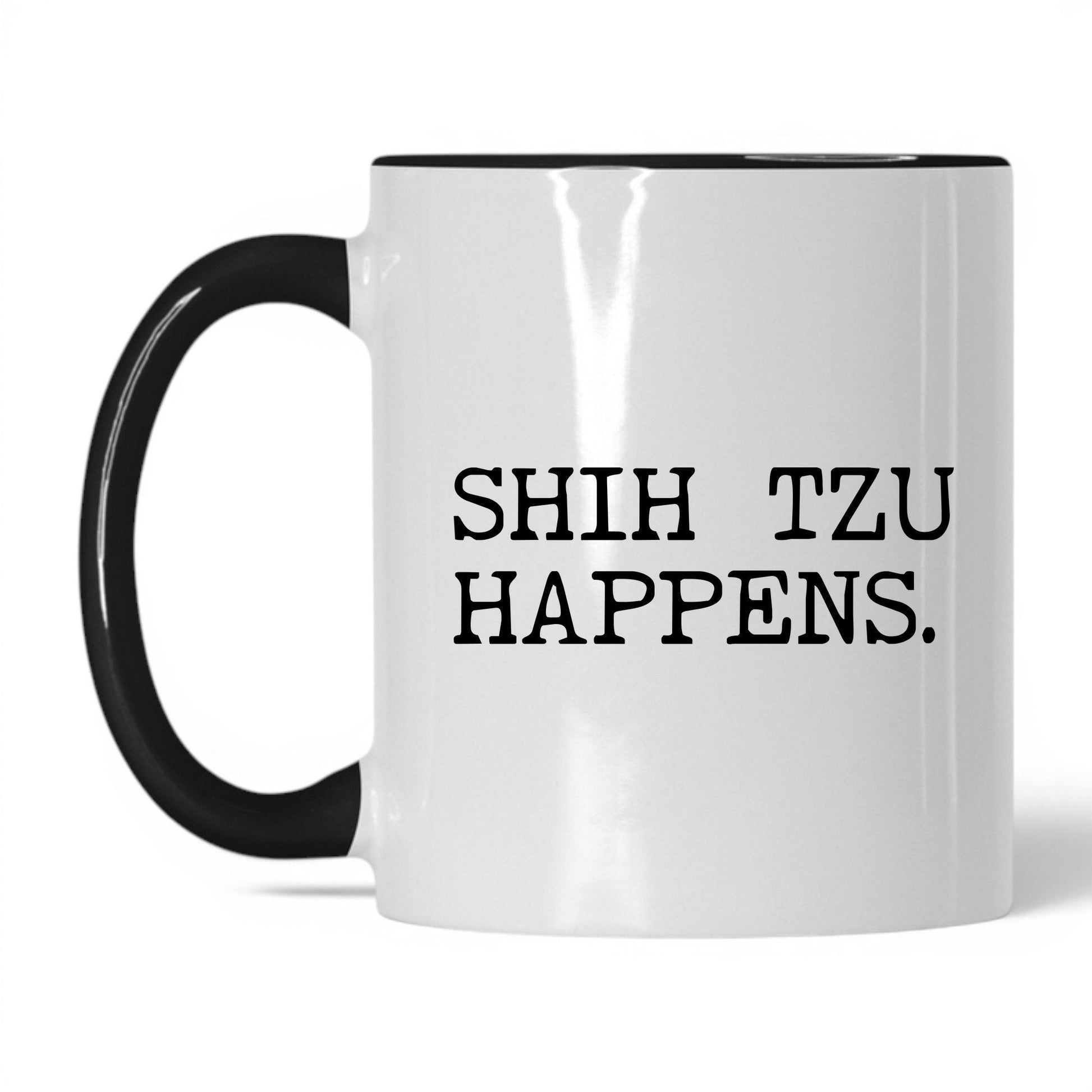 Shih Tzu Happens 11oz white and black coffee mug
