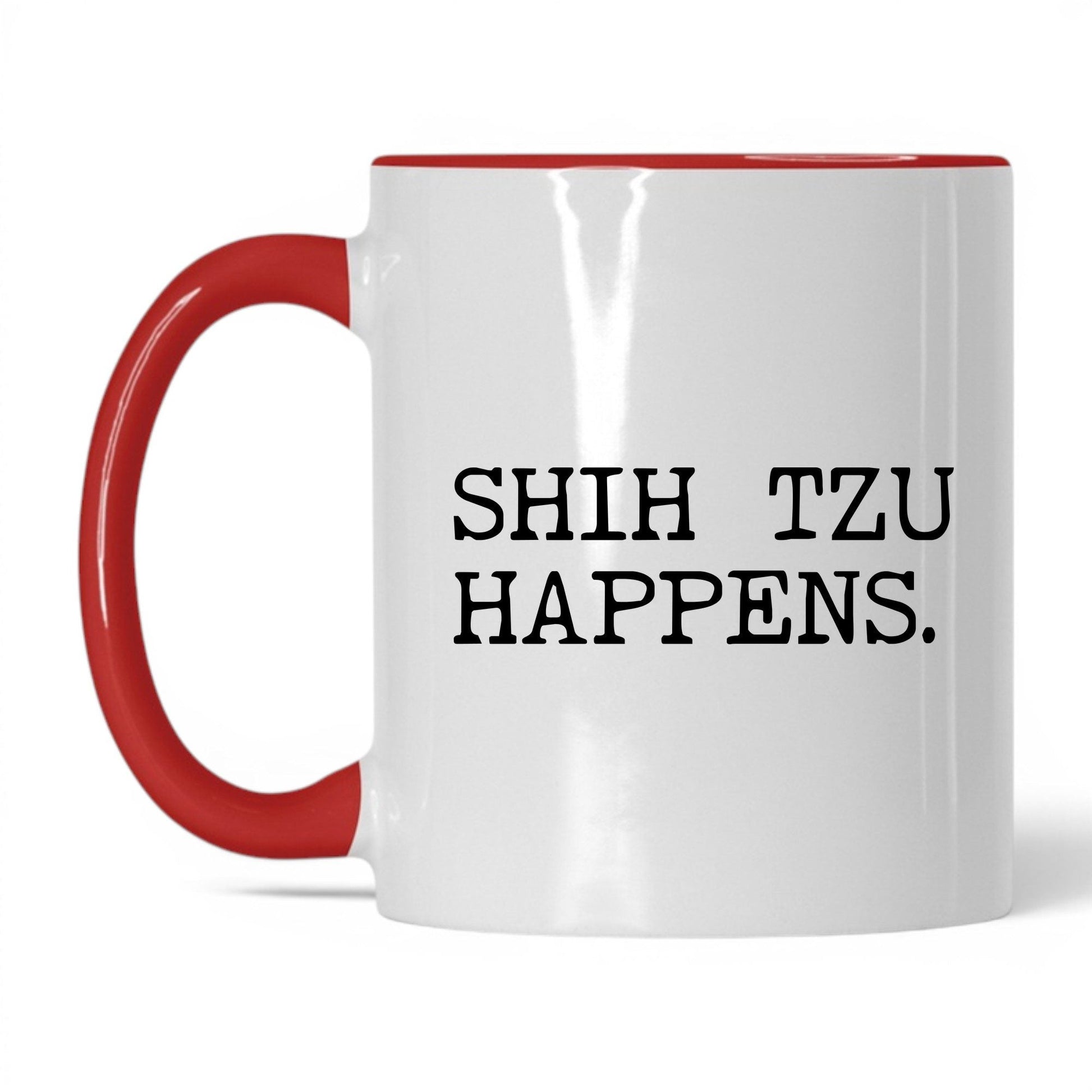 Shih Tzu Happens 11oz white and red coffee mug