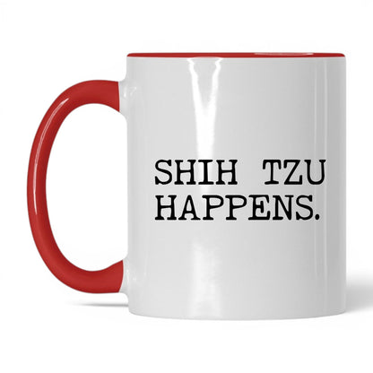 Shih Tzu Happens 11oz white and red coffee mug