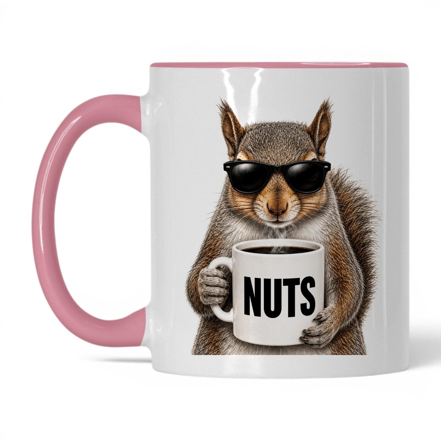 Squirrel Nuts coffee mug — 11oz White Pink
