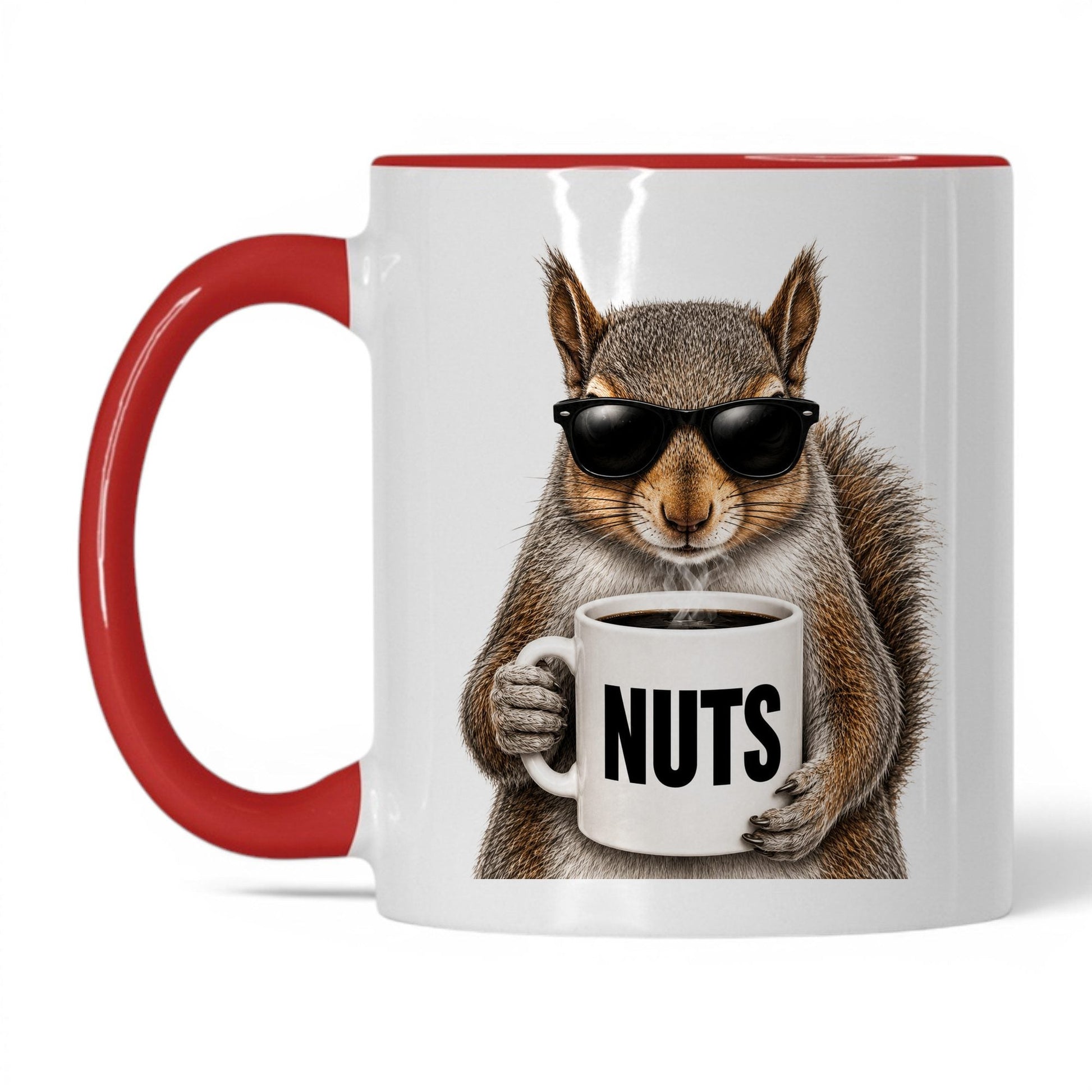 Squirrel Nuts coffee mug — 11oz White Red