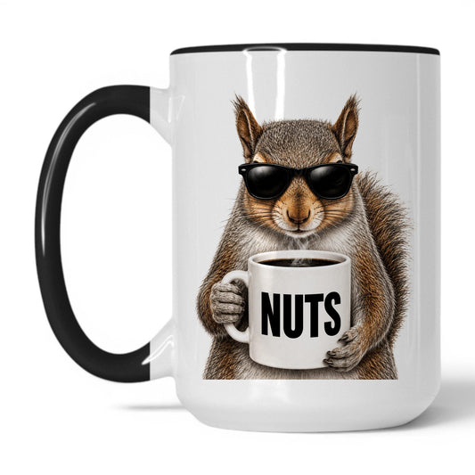 Squirrel Nuts coffee mug — 15oz White Black