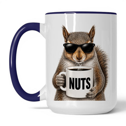 Squirrel Nuts coffee mug — 15oz White Midnight Blue
