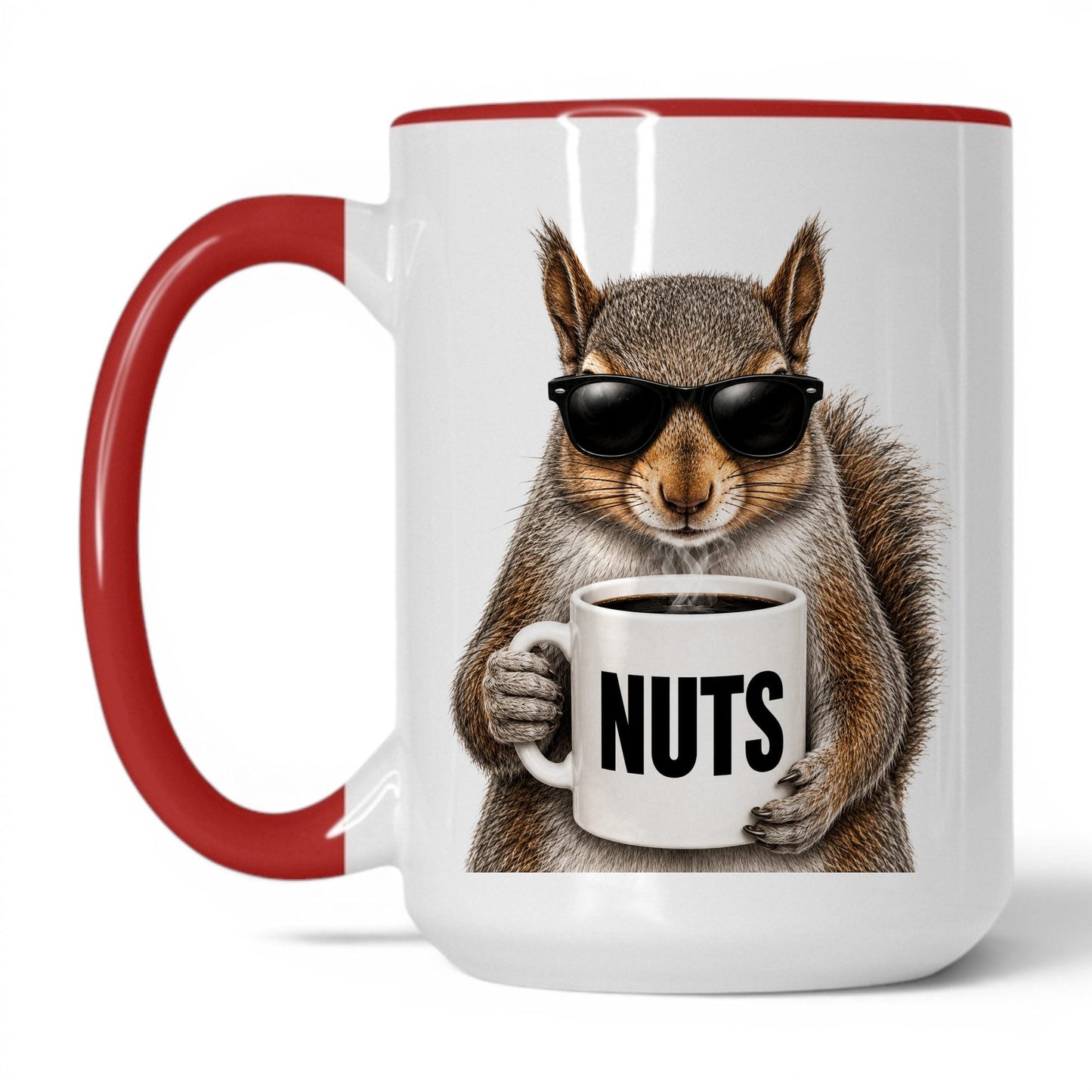 Squirrel Nuts coffee mug — 15oz White Red