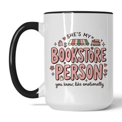 She’s My Bookstore Person doodle 15oz White Black coffee mug