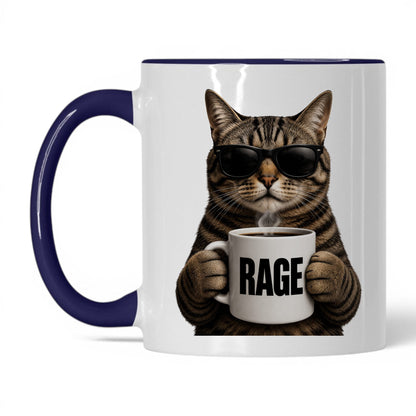 Tabby Cat Rage coffee mug 11oz midnight blue
