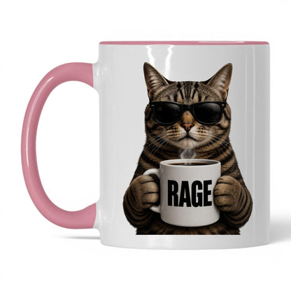 Tabby Cat Rage coffee mug 11oz pink