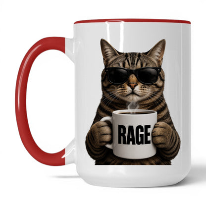 Tabby Cat Rage coffee mug 15oz red