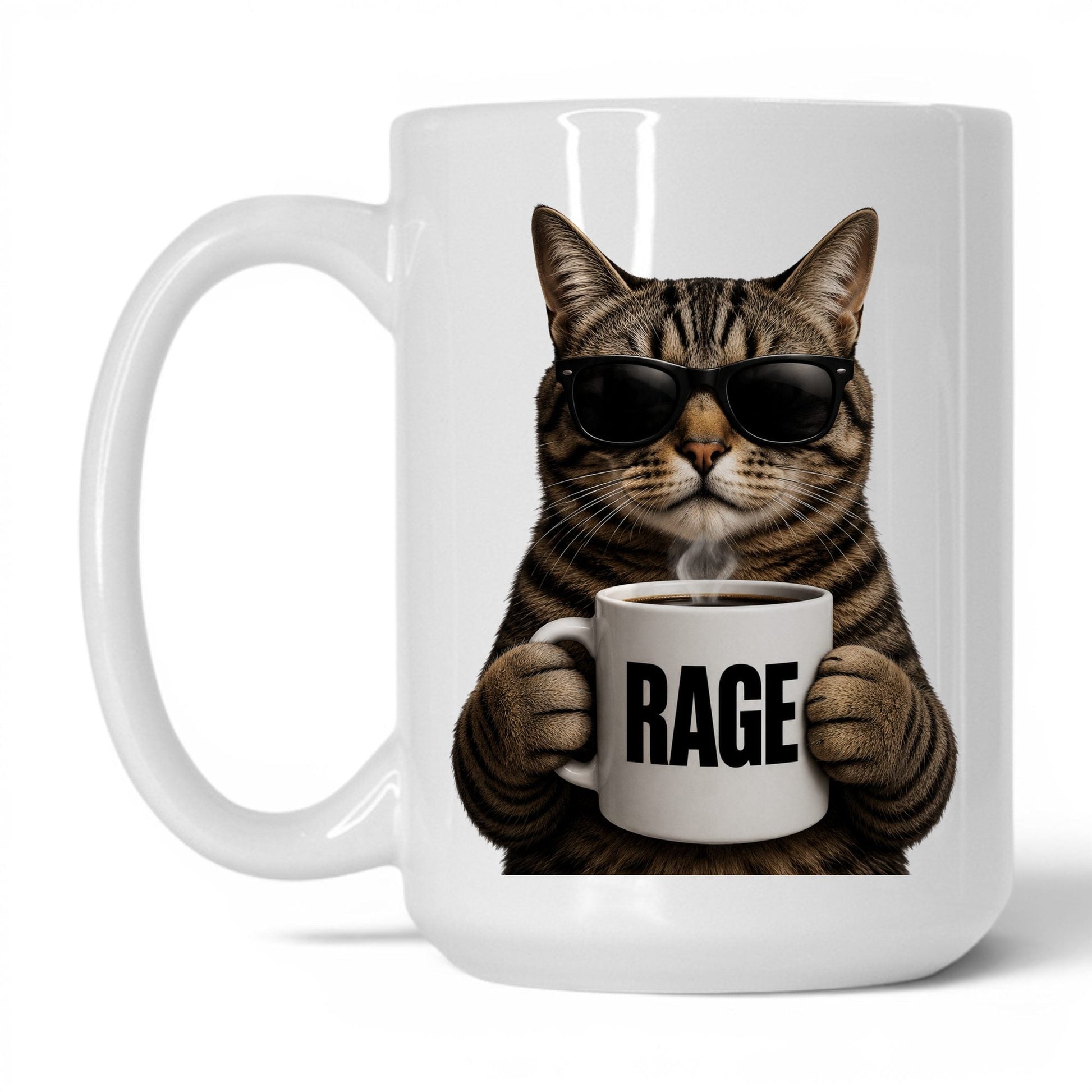 Tabby Cat Rage coffee mug 15oz white