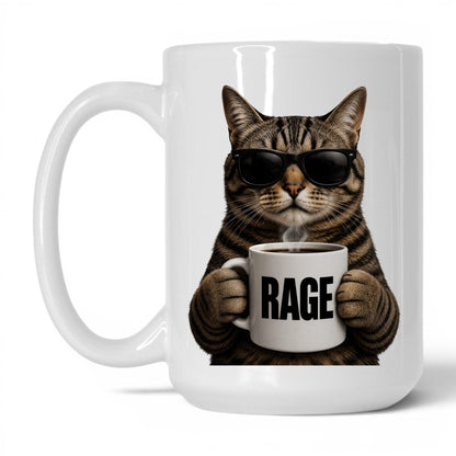 Tabby Cat Rage coffee mug 15oz white