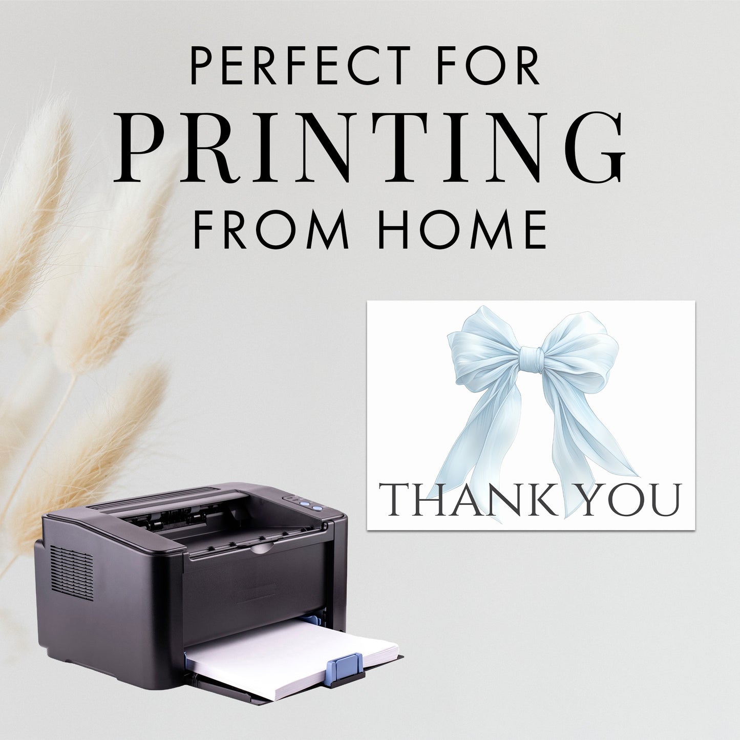 Editable Elegant Blue Bow Baby Shower Thank You Card Canva Template