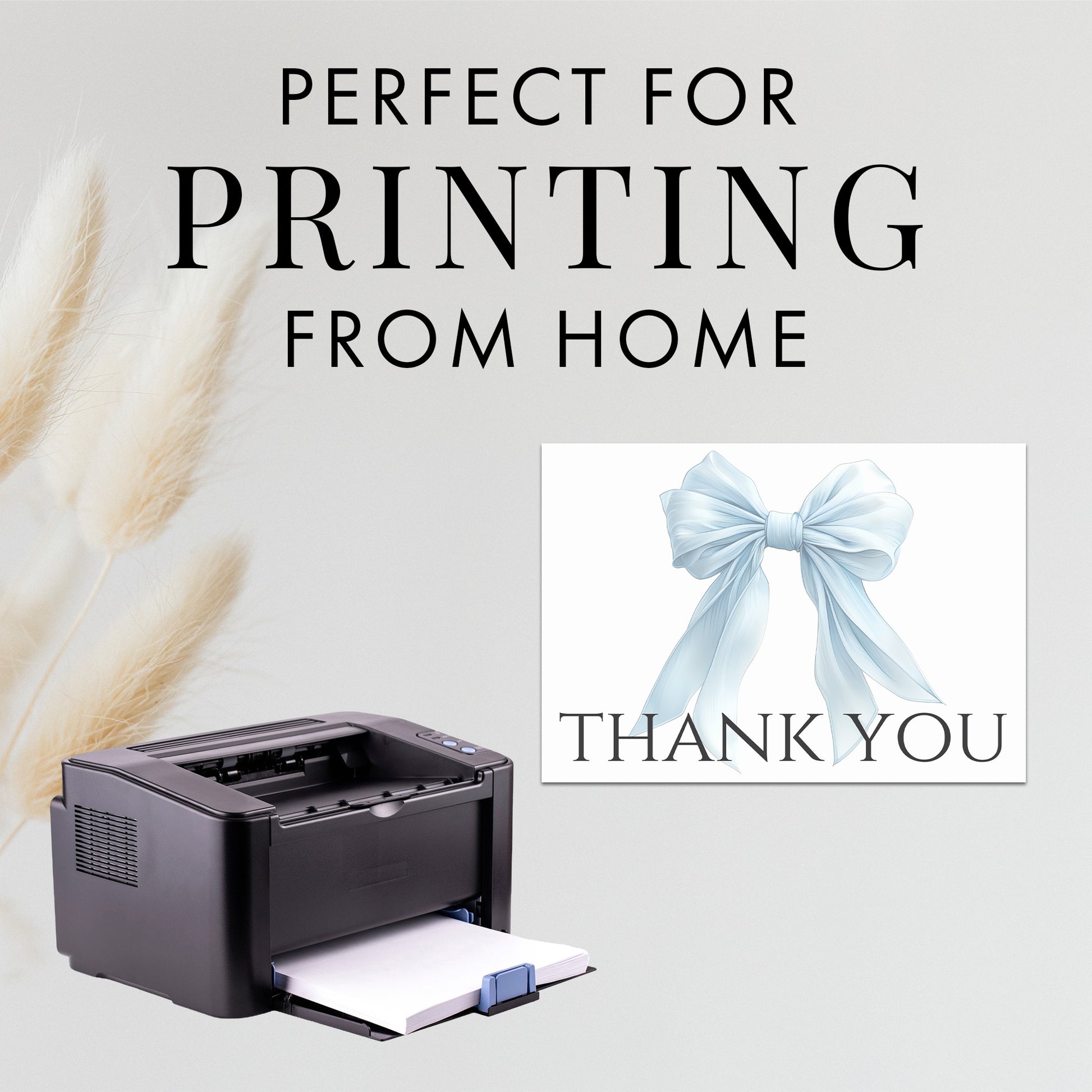 Editable Elegant Blue Bow Baby Shower Thank You Card Canva Template