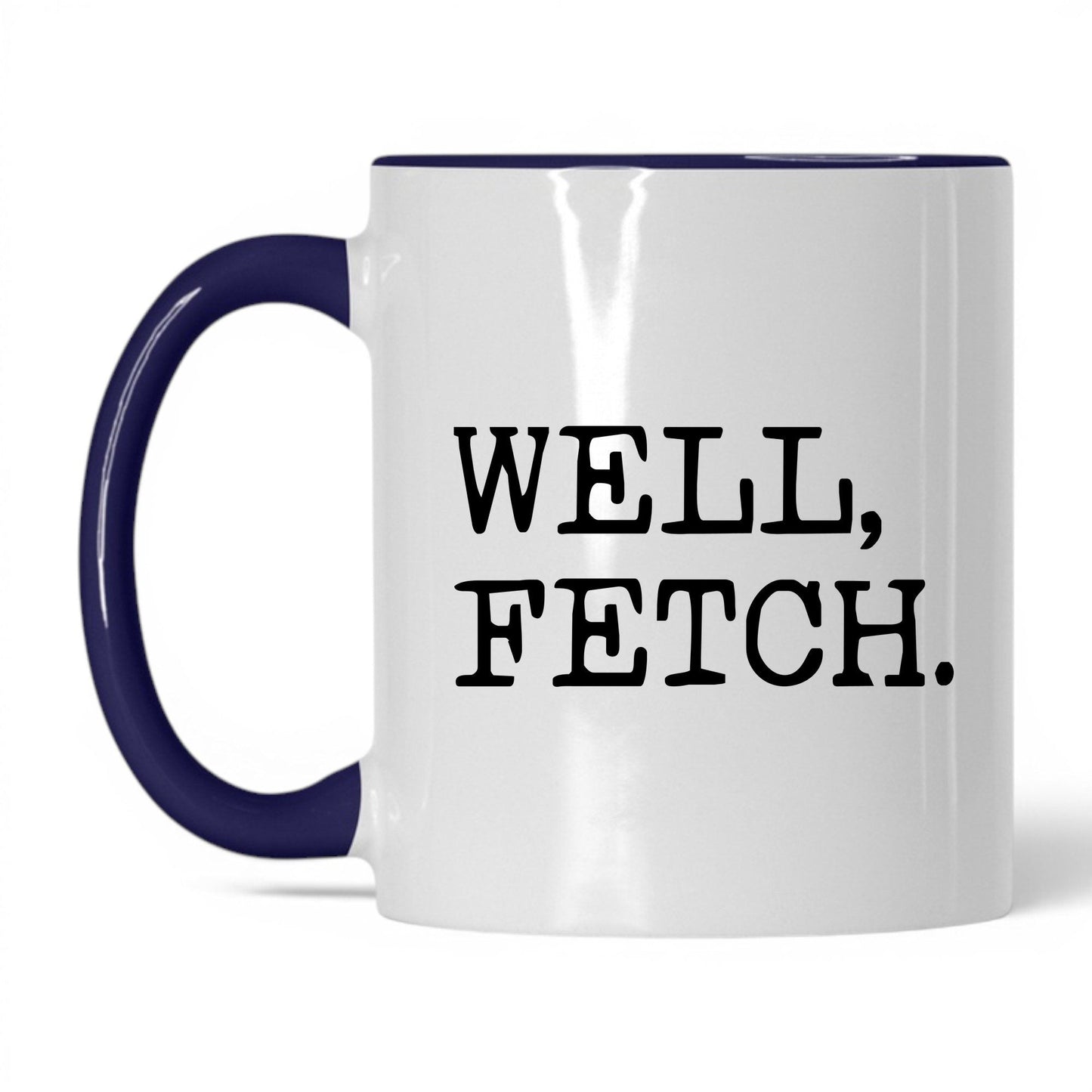 Well Fetch 11oz white and midnight blue coffee mug
