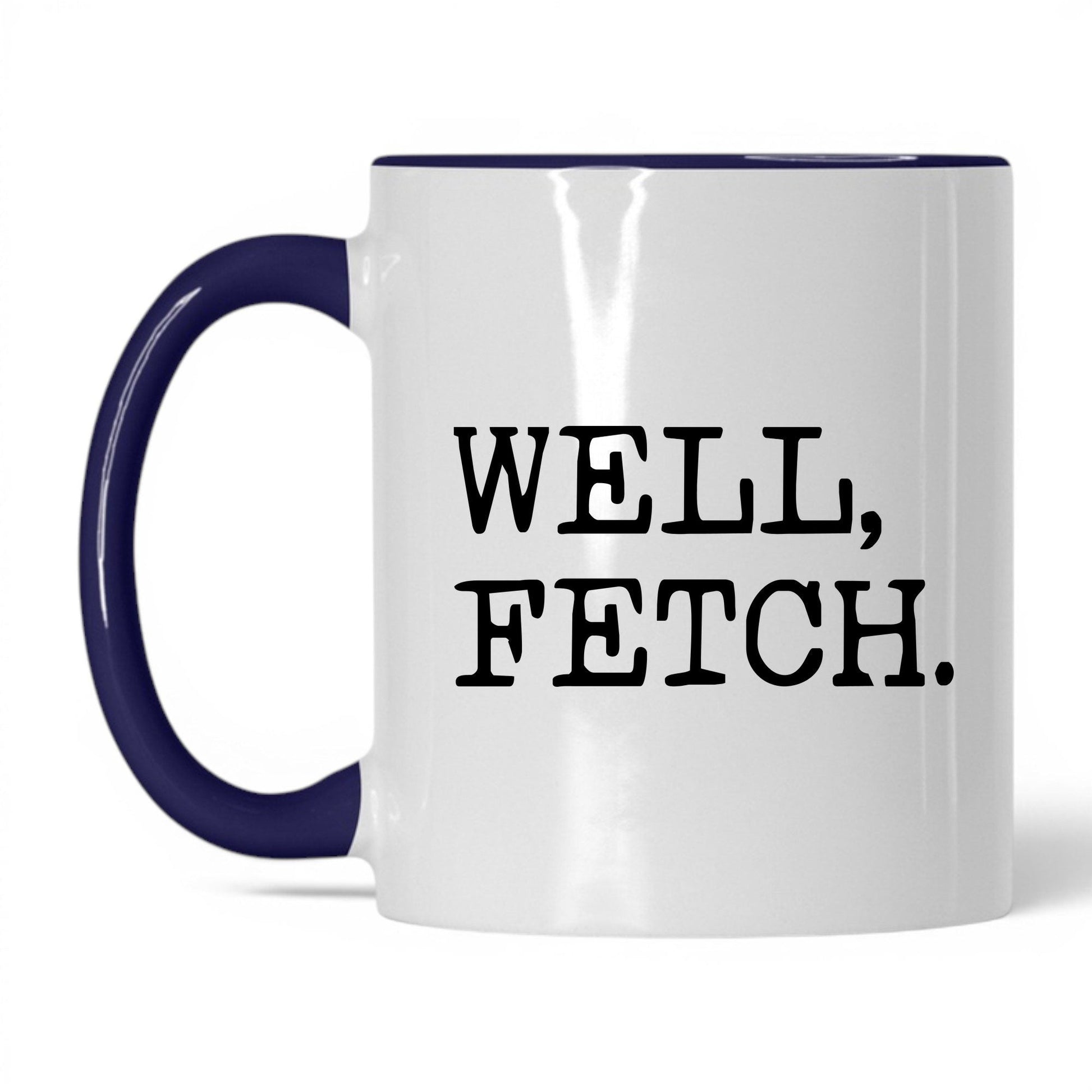 Well Fetch 11oz white and midnight blue coffee mug