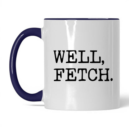 Well Fetch 11oz white and midnight blue coffee mug