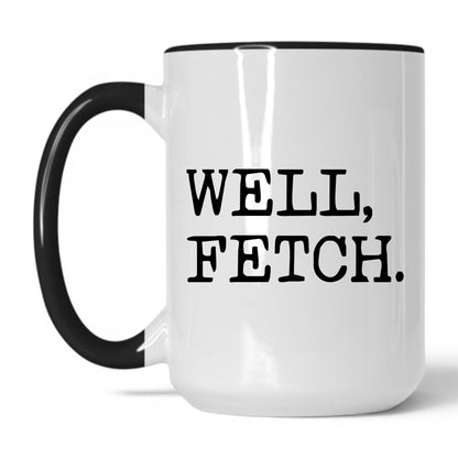 Well Fetch 15oz white and black coffee mug