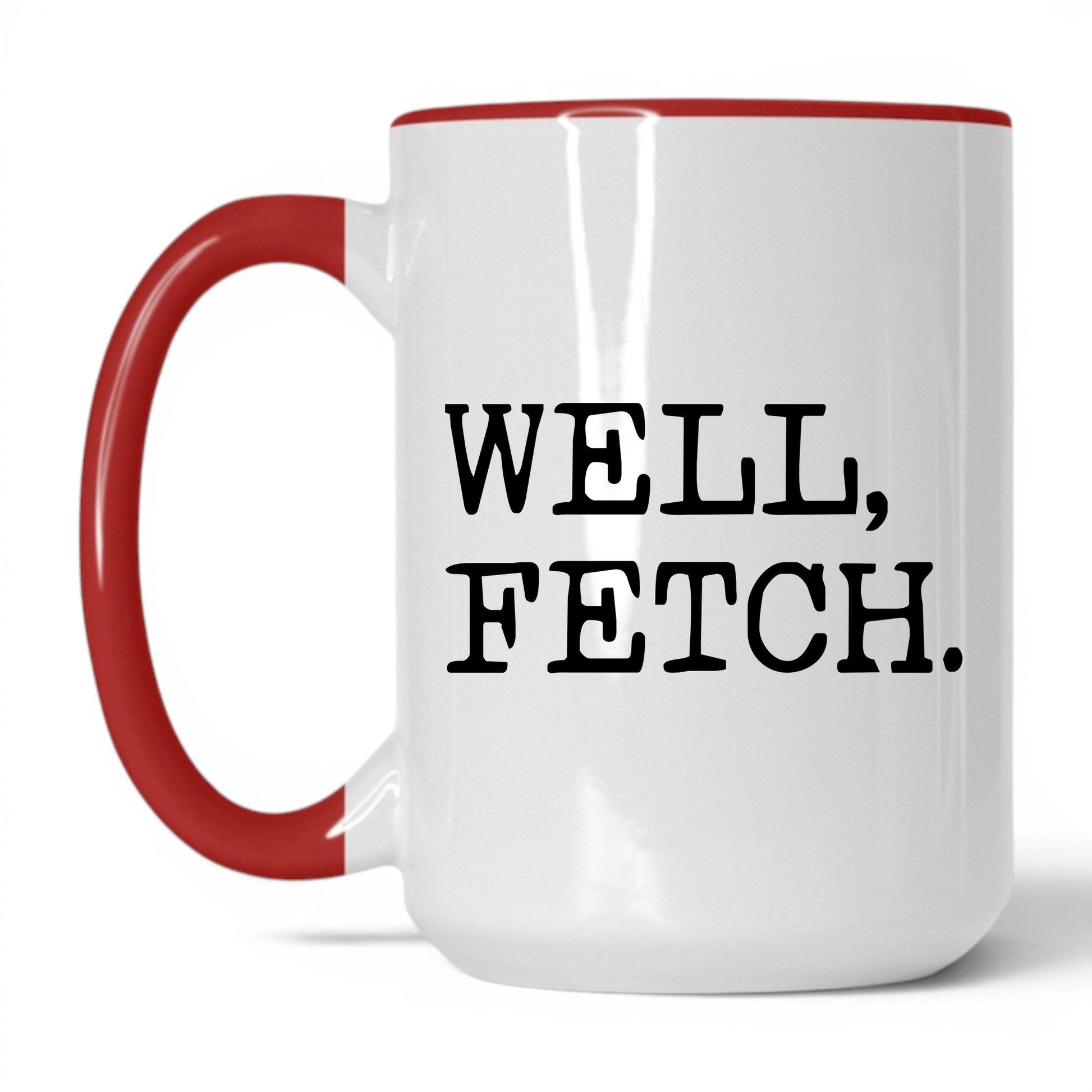 Well Fetch 15oz white and red coffee mug