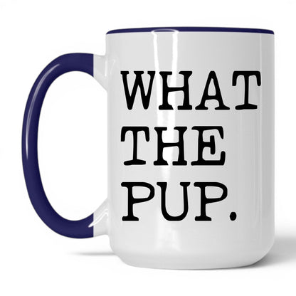 What the Pup 15oz white and midnight blue coffee mug