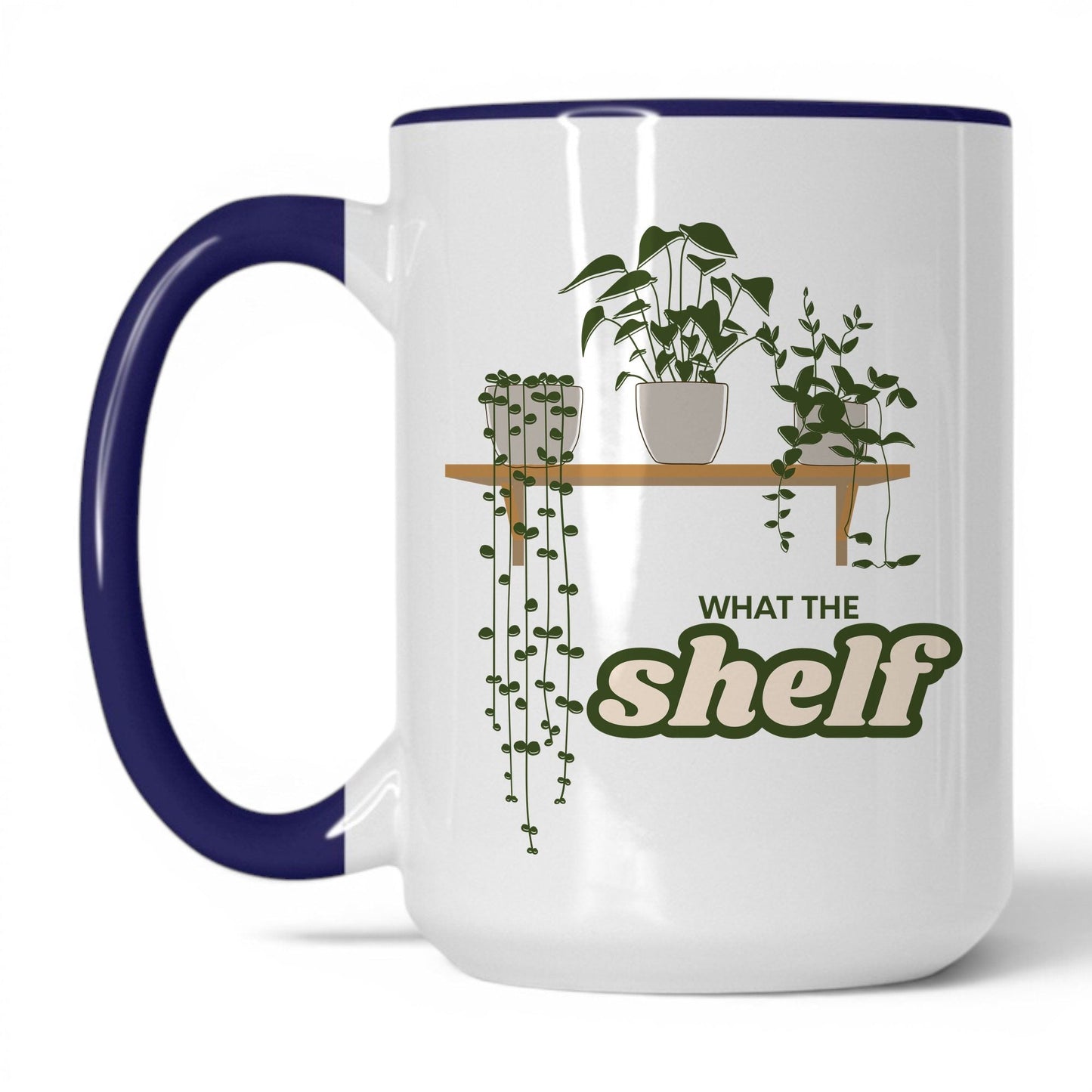 What The Shelf Coffee Mug – 15oz   White Midnight Blue Mug