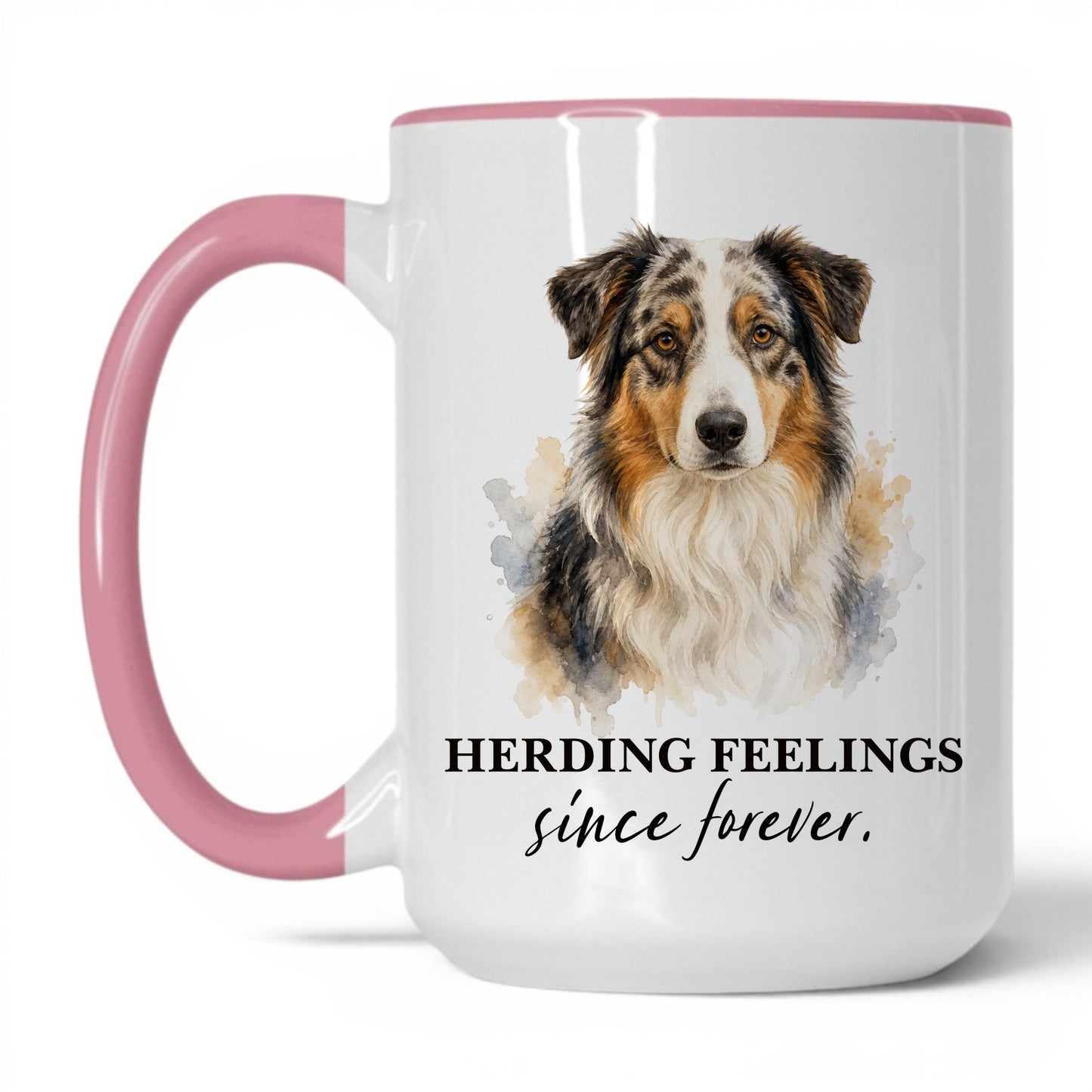 Herding Feelings Since Forever — 15oz White Pink coffee mug