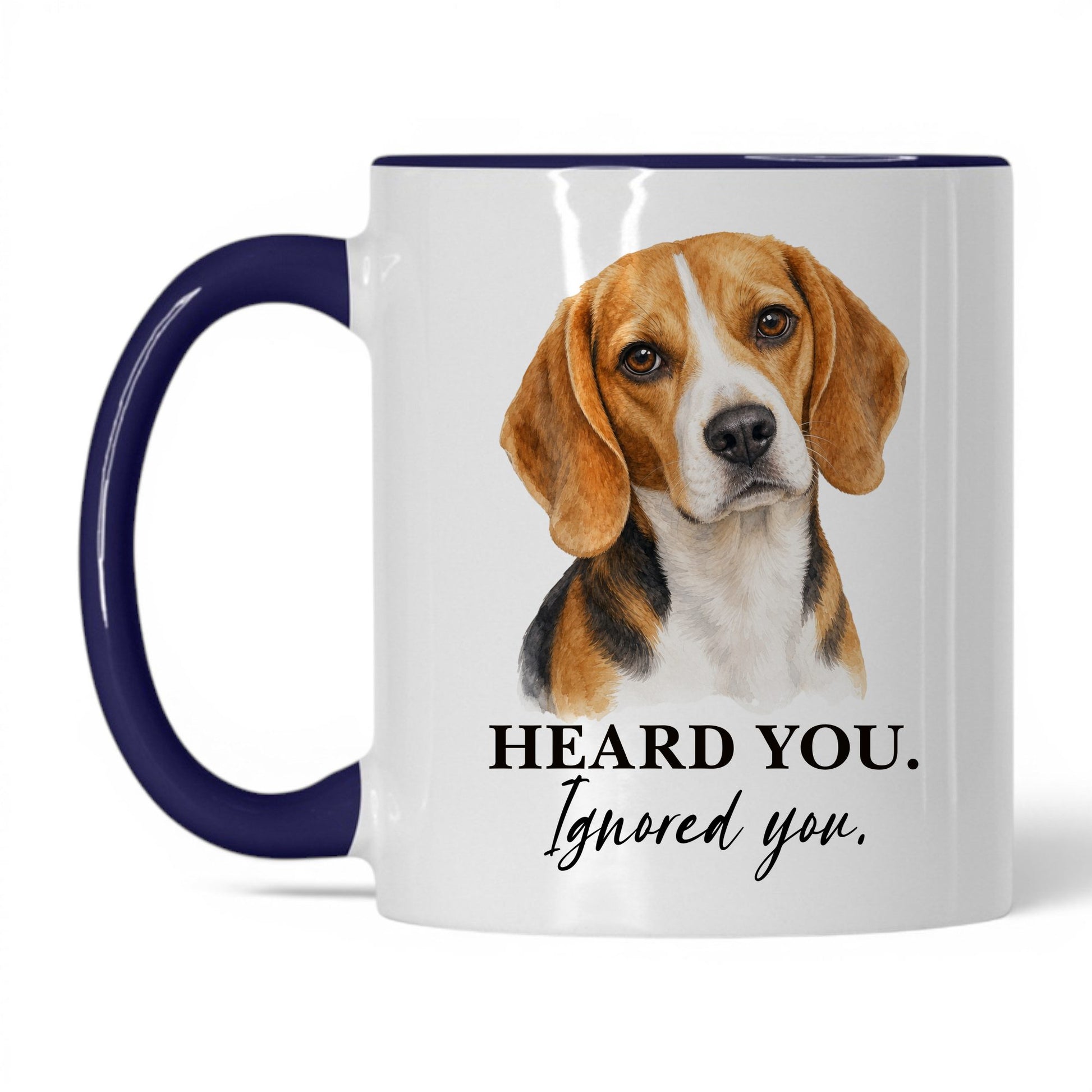 Beagle Heard You. Beagle Ignored You — 11oz White Midnight Blue coffee mug