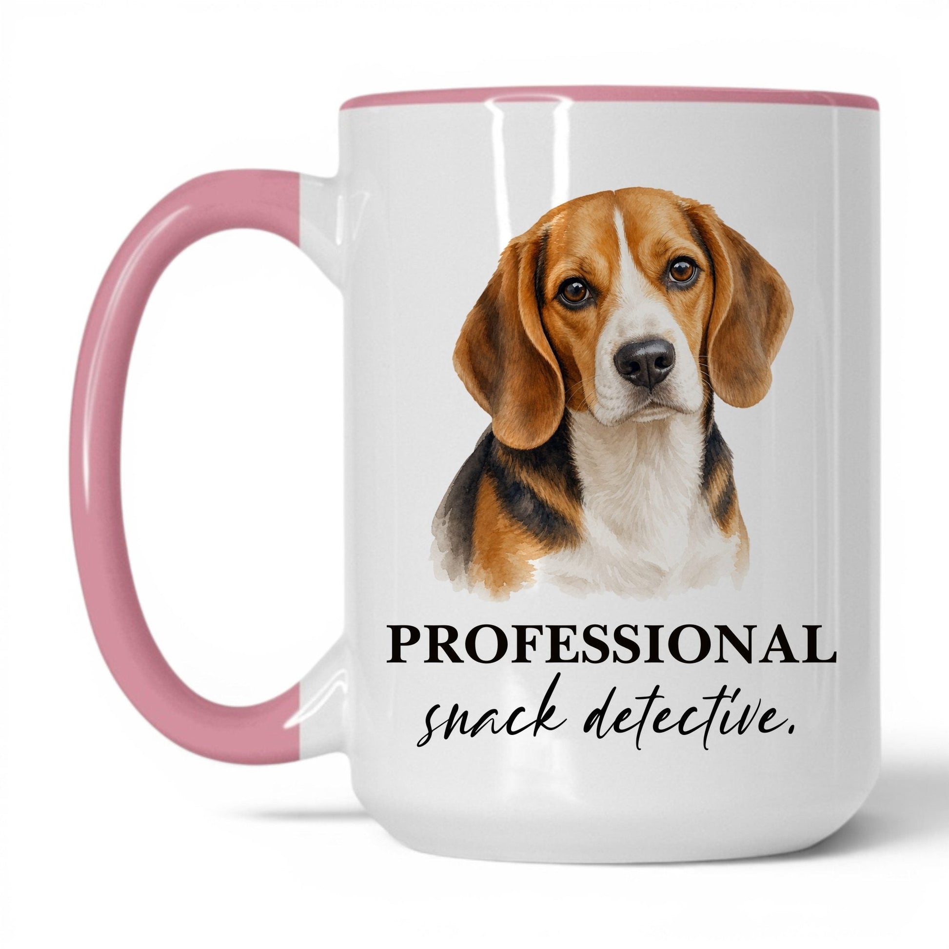 Professional Snack Detective — 15oz White Pink coffee mug
