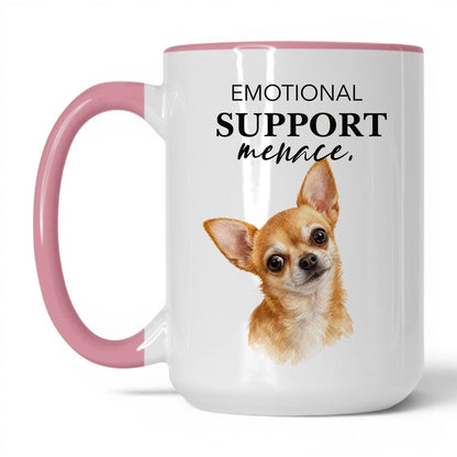Emotional Support Menace — 15oz White Pink coffee mug