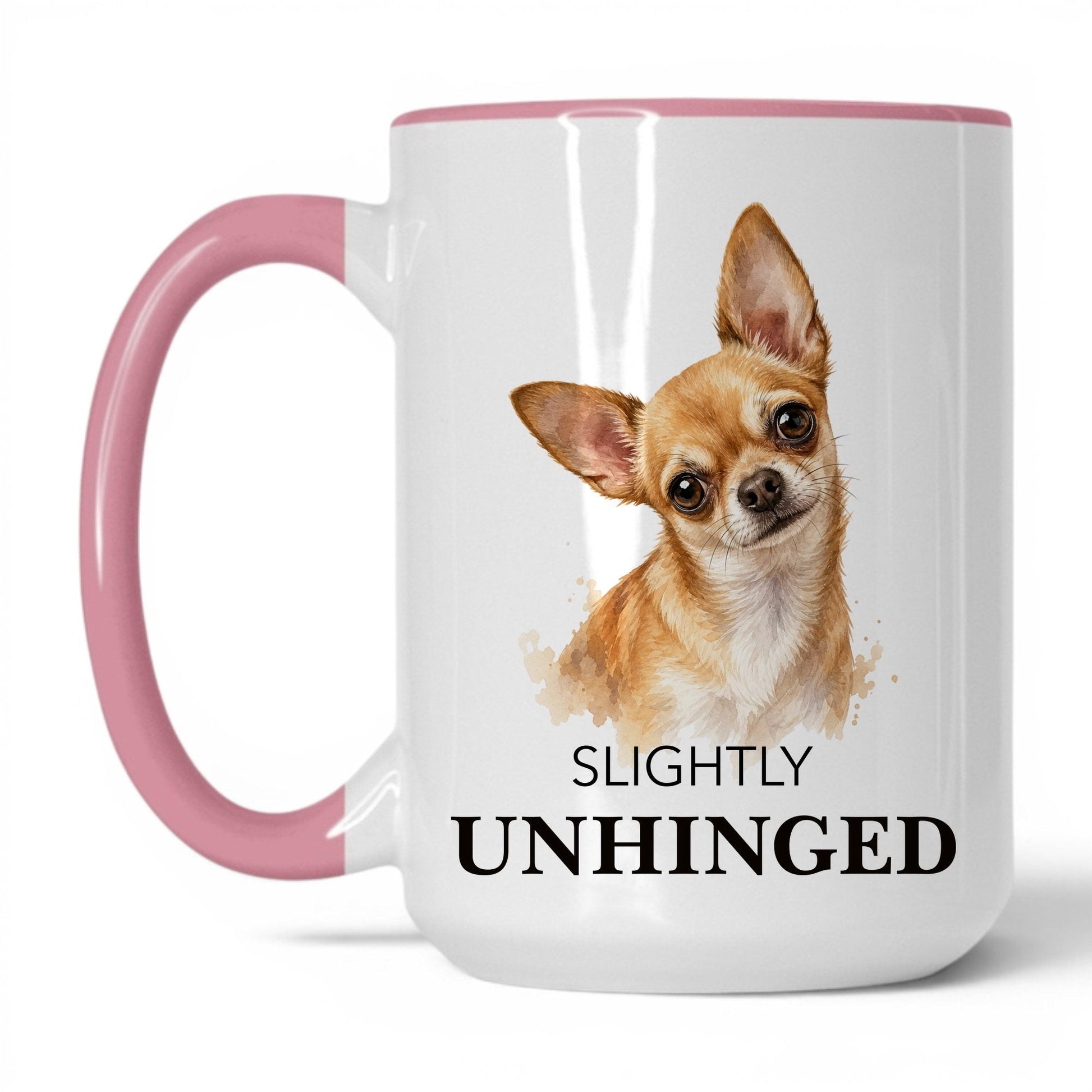 Slightly Unhinged — 15oz White Pink coffee mug