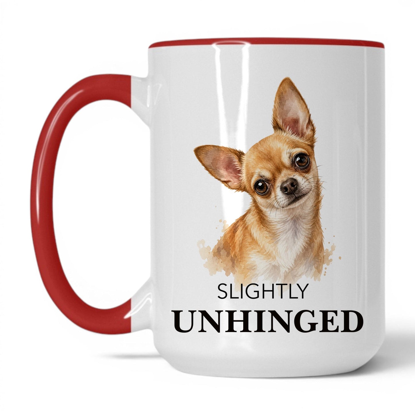 Slightly Unhinged — 15oz White Red coffee mug