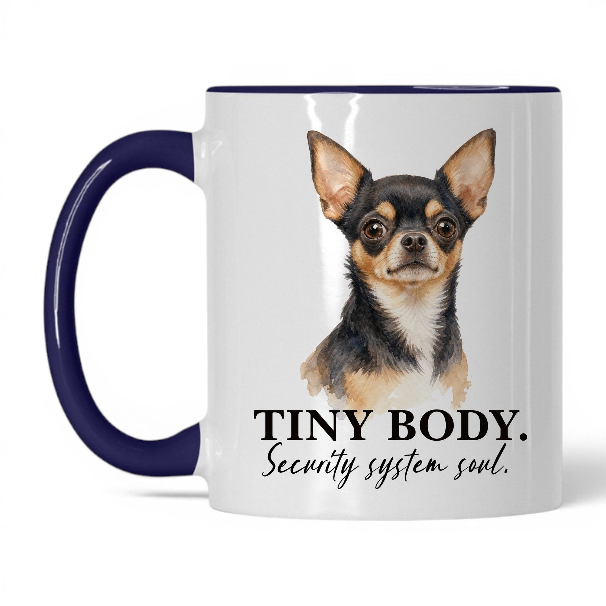 Tiny Body. Security System Soul — 11oz White Midnight Blue coffee mug