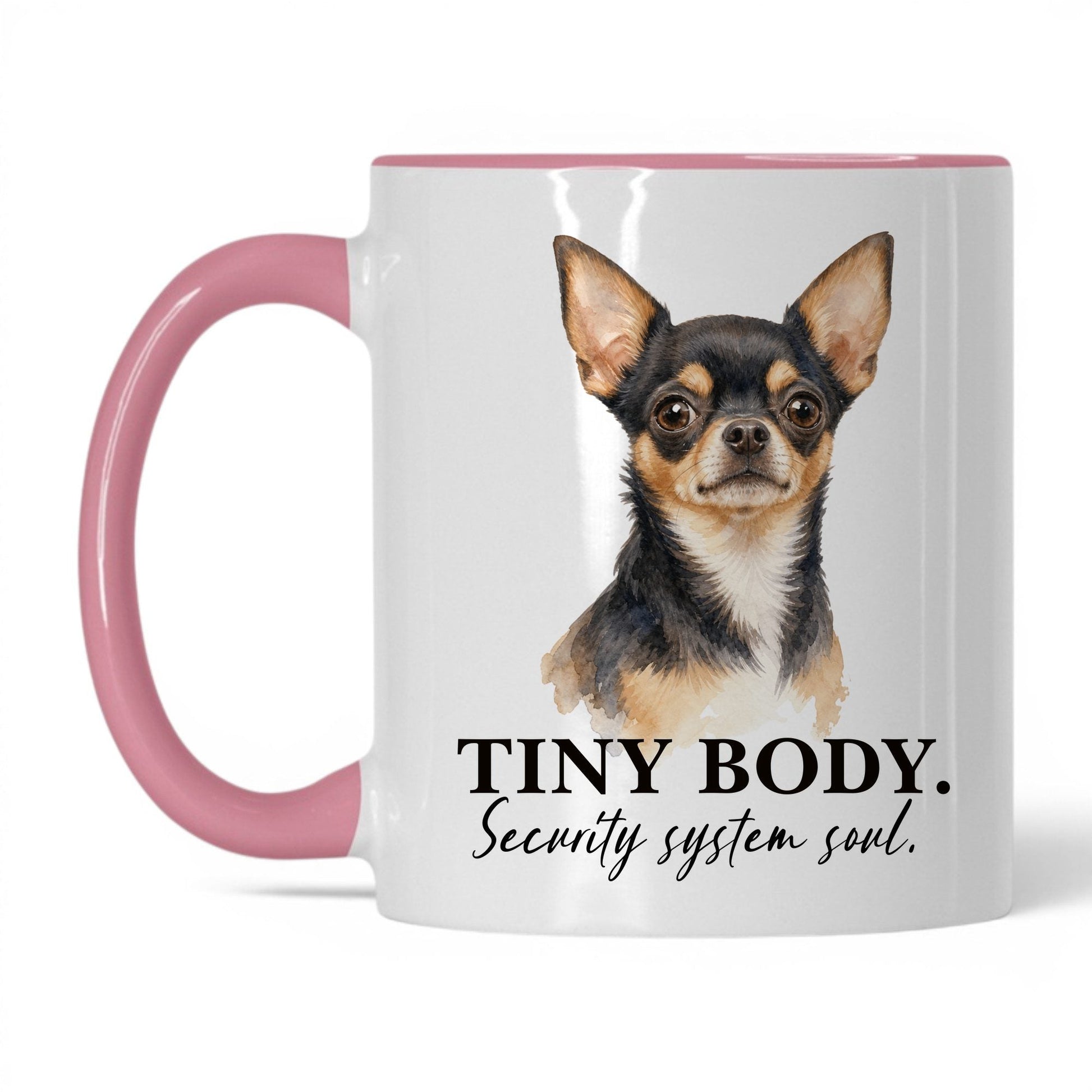 Tiny Body. Security System Soul — 11oz White Pink coffee mug
