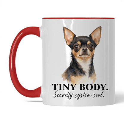 Tiny Body. Security System Soul — 11oz White Red coffee mug