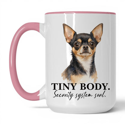 Tiny Body. Security System Soul — 15oz White Pink coffee mug