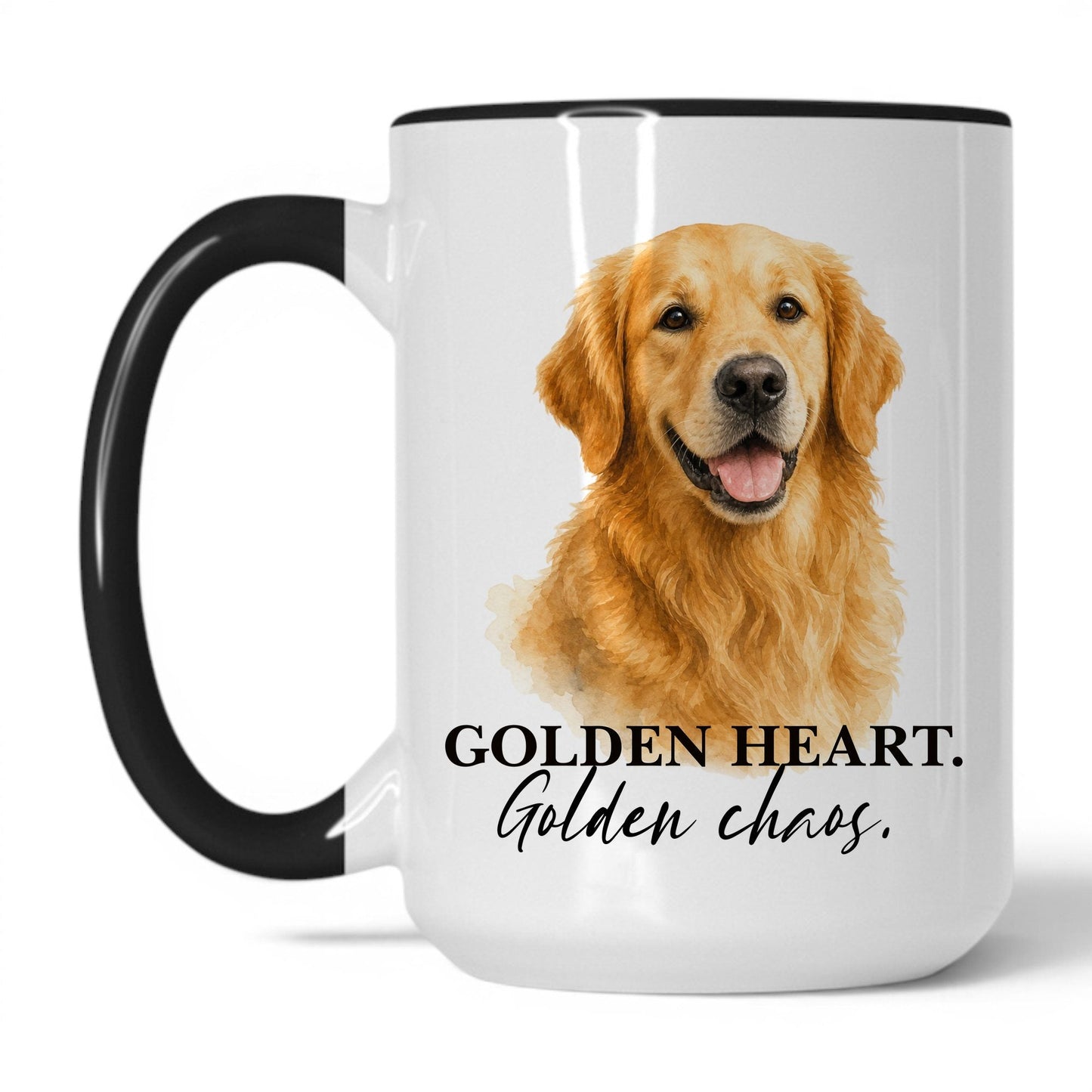 Golden Heart. Golden Chaos — 15oz White/Black coffee mug