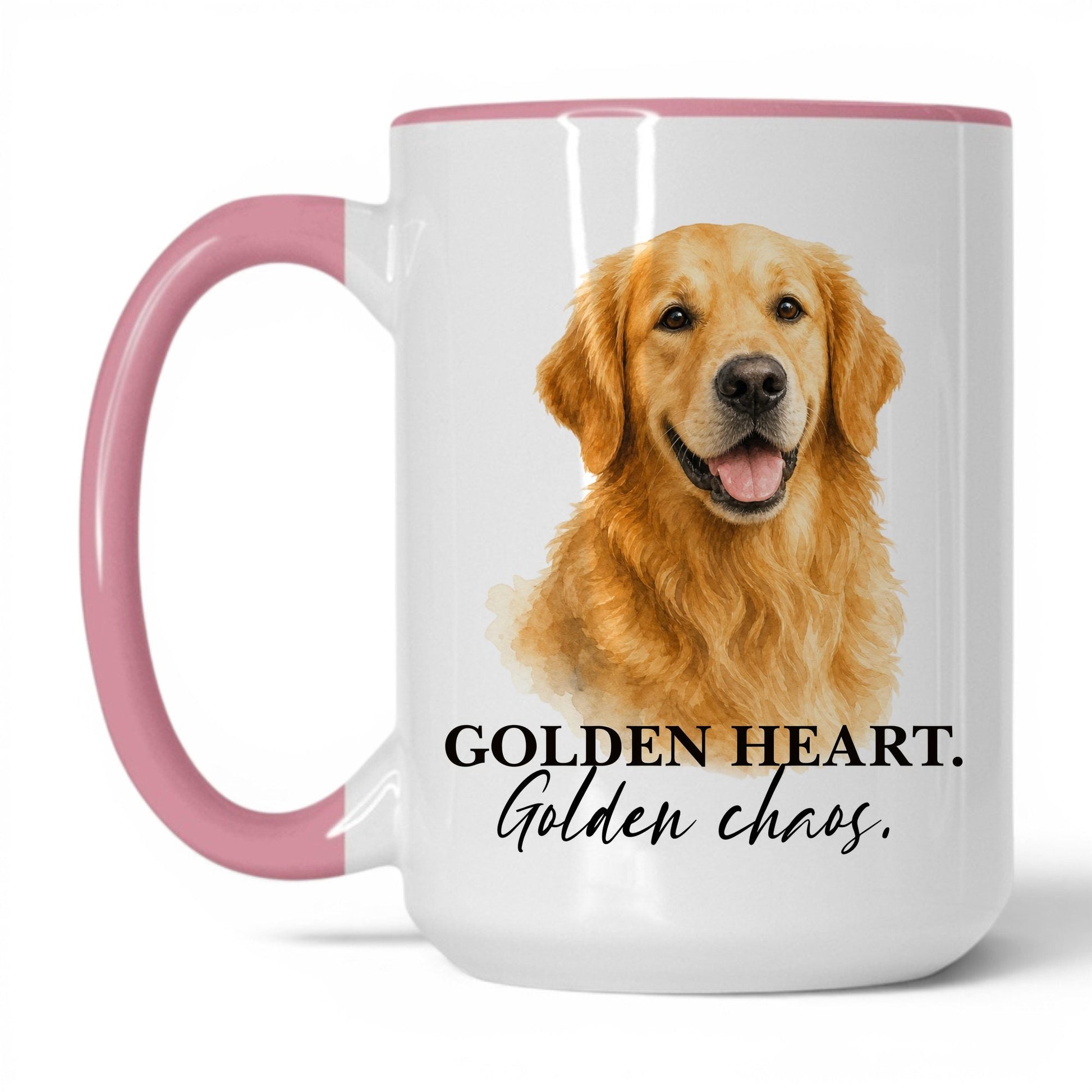 Golden Heart. Golden Chaos — 15oz White Pink coffee mug