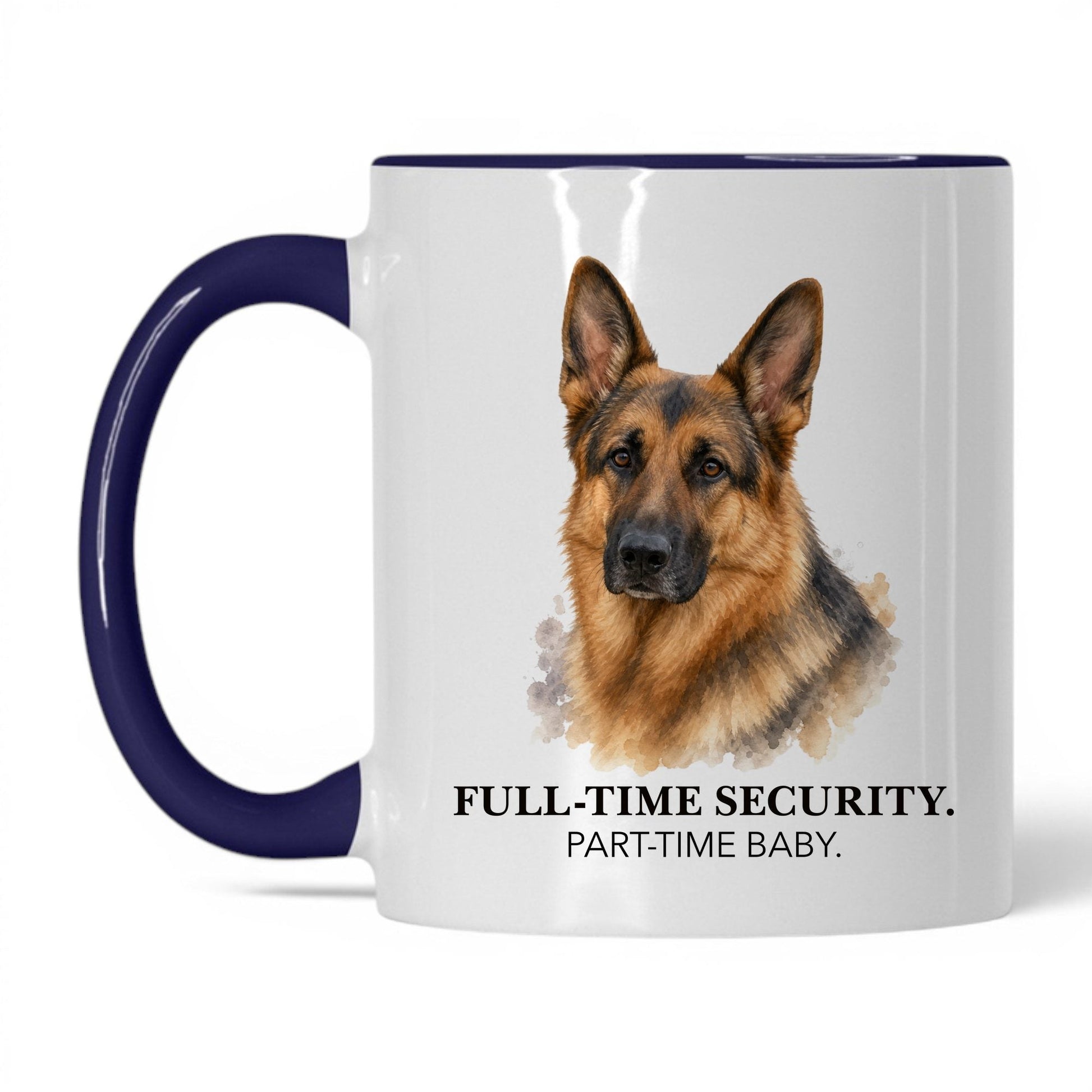 Full-Time Security. Part-Time Baby — 11oz White Midnight Blue coffee mug