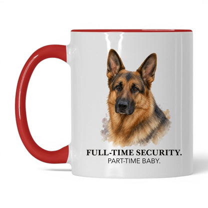 Full-Time Security. Part-Time Baby — 11oz White Red coffee mug