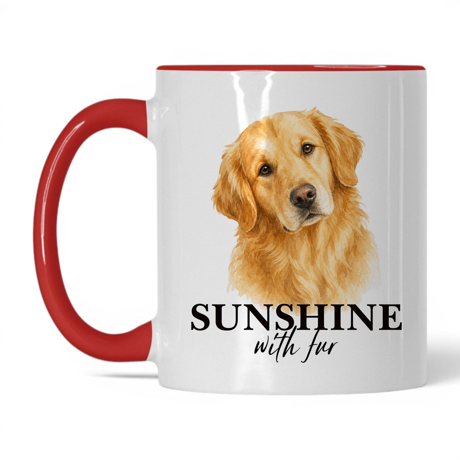 Sunshine with Fur — 11oz White Red coffee mug
