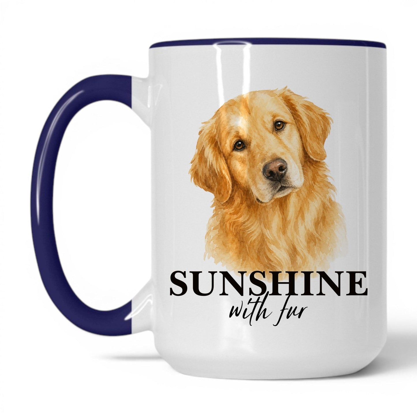 Sunshine with Fur — 15oz White Midnight Blue coffee mug