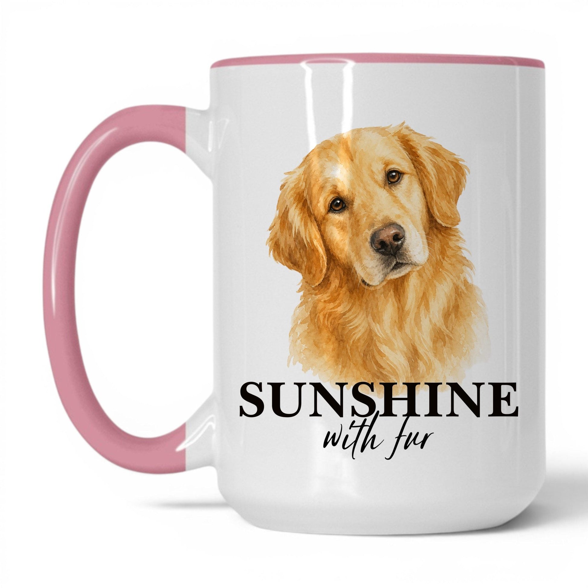 Sunshine with Fur — 15oz White Pink coffee mug