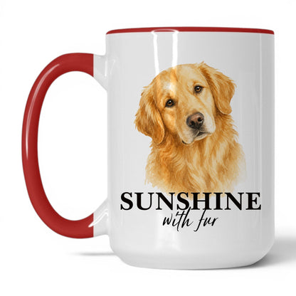 Sunshine with Fur — 15oz White Red coffee mug