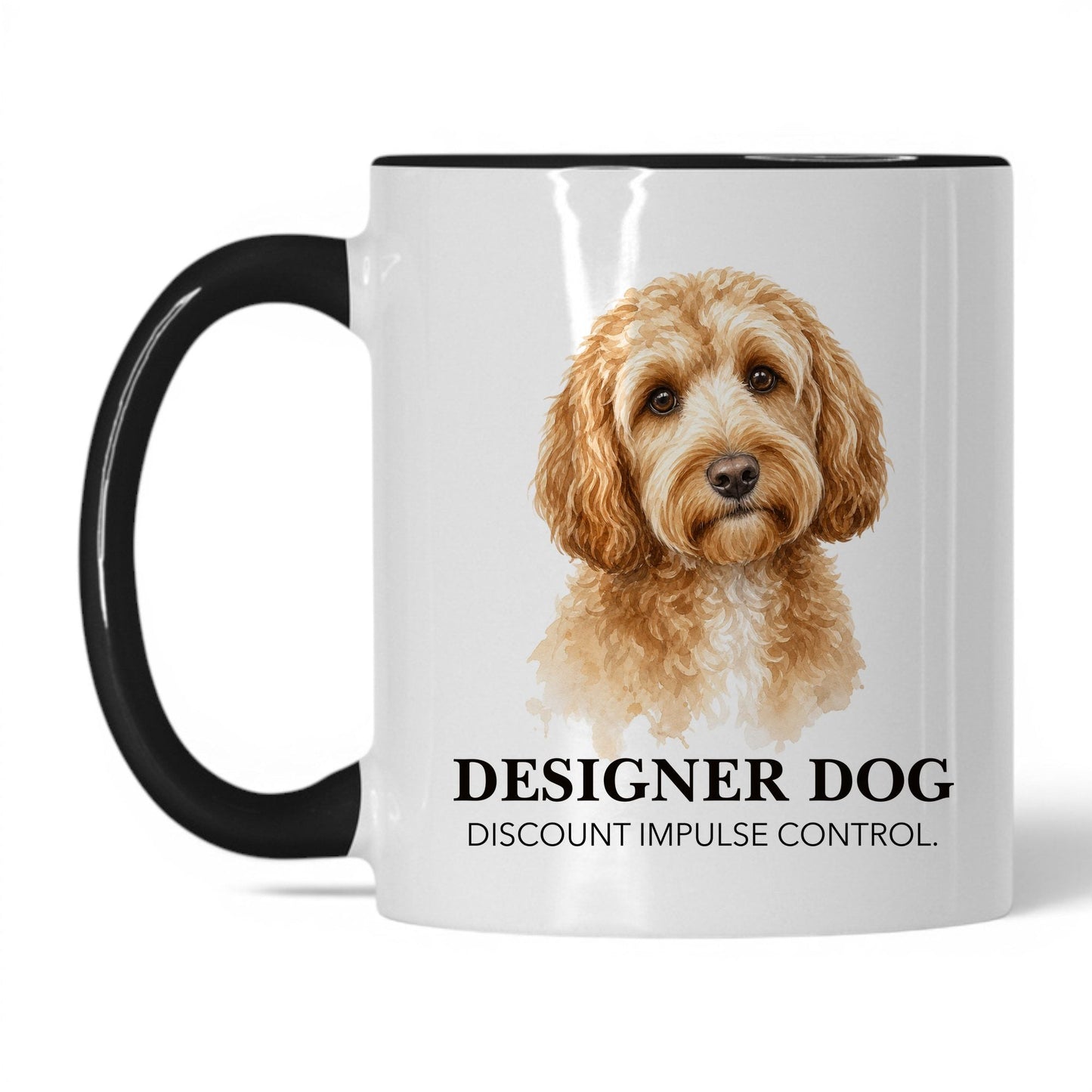 Designer Dog. Discount Impulse Control — 11oz White Black coffee mug