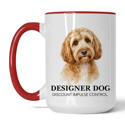 Designer Dog. Discount Impulse Control — 15oz White Red coffee mug