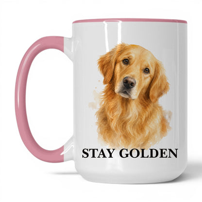 Stay Golden — 15oz White Pink coffee mug