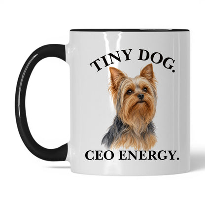 Tiny Dog. CEO Energy — 11oz White Black coffee mug