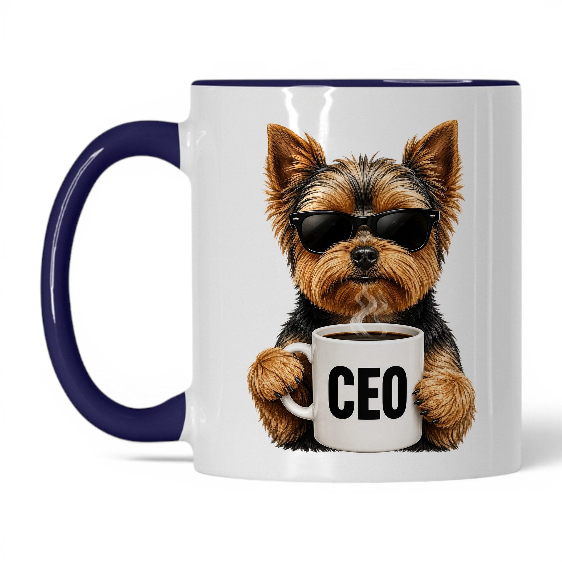 Yorkie CEO coffee mug — 11oz White Midnight Blue