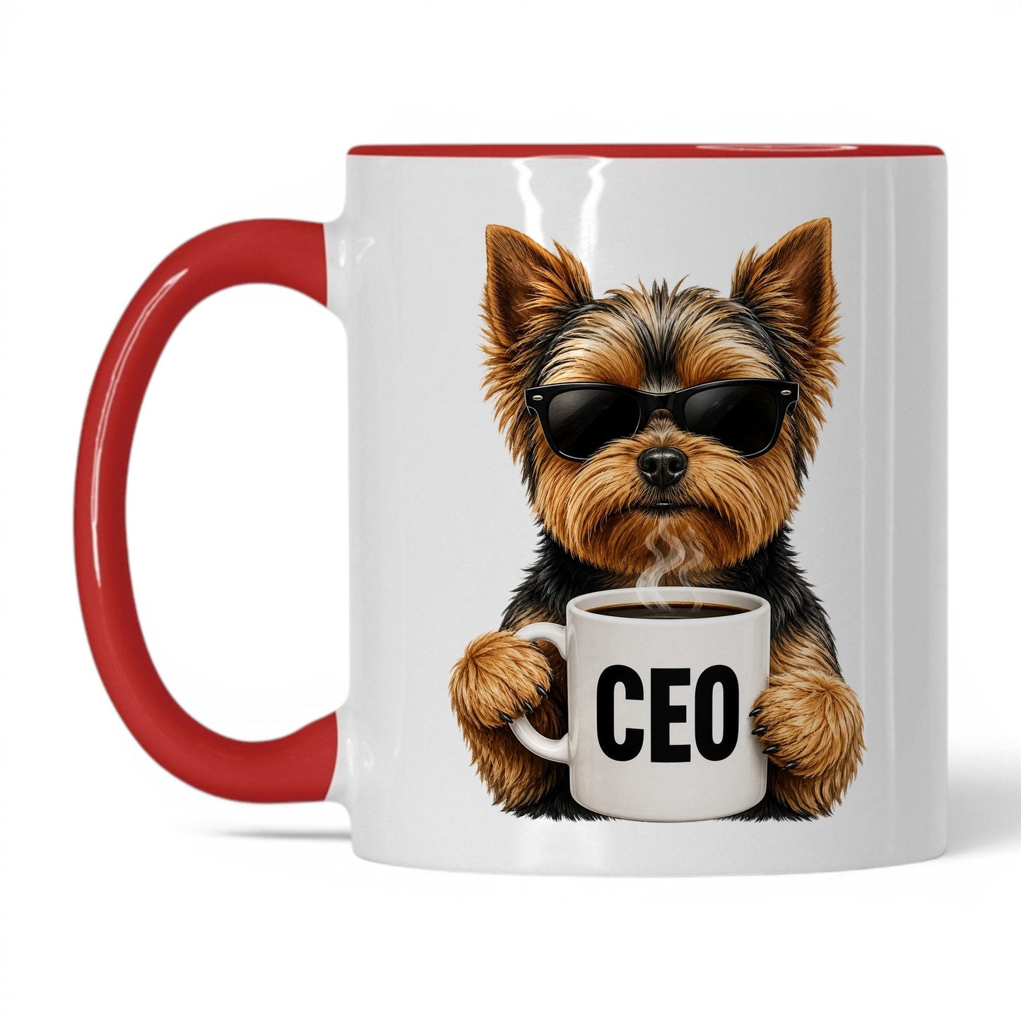 Yorkie CEO coffee mug — 11oz White Red
