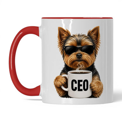 Yorkie CEO coffee mug — 11oz White Red