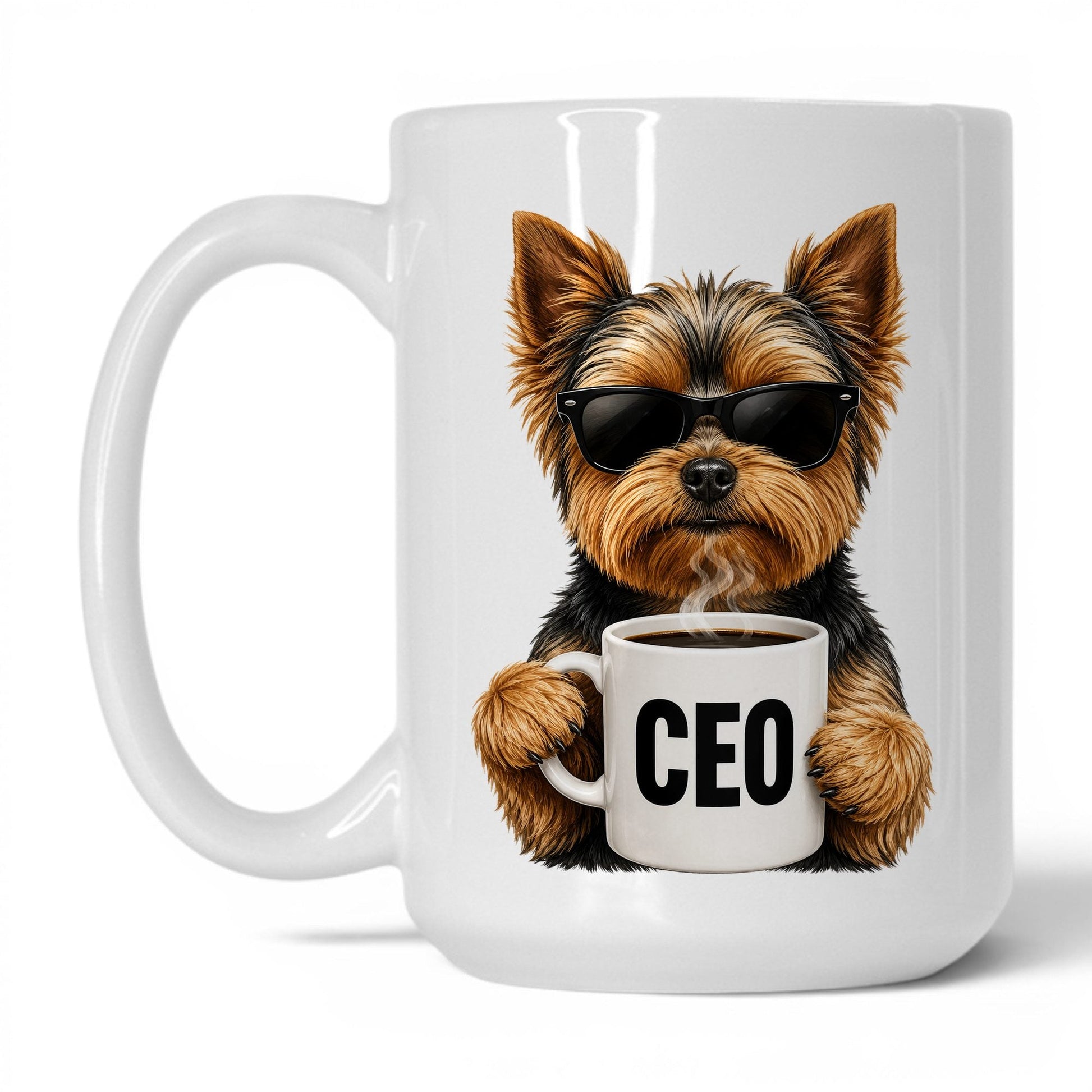 Yorkie CEO coffee mug — 15oz White