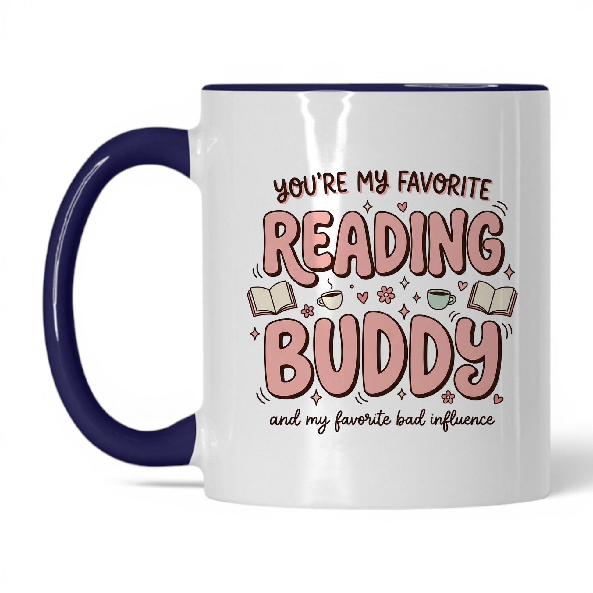 You’re My Favorite Reading Buddy doodle 11oz White Midnight Blue coffee mug